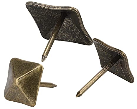 Chiodi a testa decorativa, 50 Pezzi Spille antiche a Testa Quadrata, Ciano Bronzo Ferro Chiodini per Tappezzeria, Retrò Chiodi per mobili Kit, per il progetto fai-da-te, scatole di legno per gioielli
