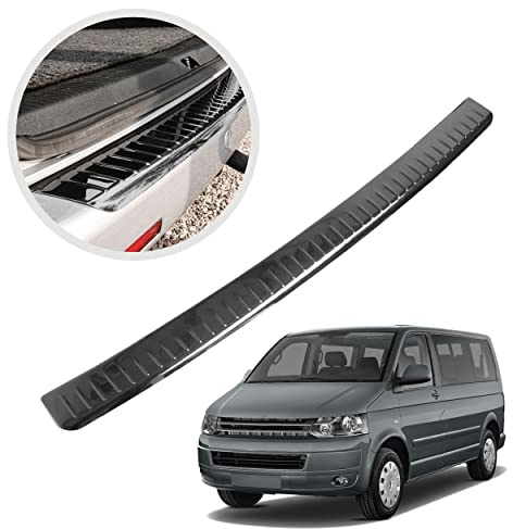 CHROMEMASTER | Ladekantenschutz Stoßstangenschutz | Kompatibel mit VW T5 2003-2015; Polierter Edelstahl, Dunkelchrom; Unsere Lackschutzleiste Sichert den Heckstoßfänger vor Kratzern
