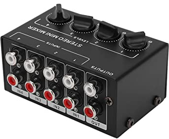 Stereo-Mixer Mini-Passiv-Mixer 4 Kanäle 1 in 4 Out Audio Rechtsdrehungseinstellung für Computer-Telefon-Tablet-CD-Player