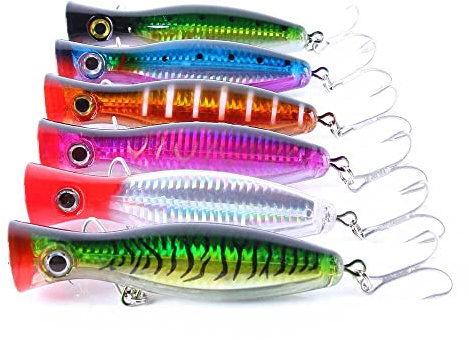 GudGmtoy schwimmende Köder große Popper Köder Topwater Angelköder Salzwasser Angeln künstliche Harte Kunstköder Barsch Thunfisch Popper Köder für Seabass, Hecht, Barsch 13 cm