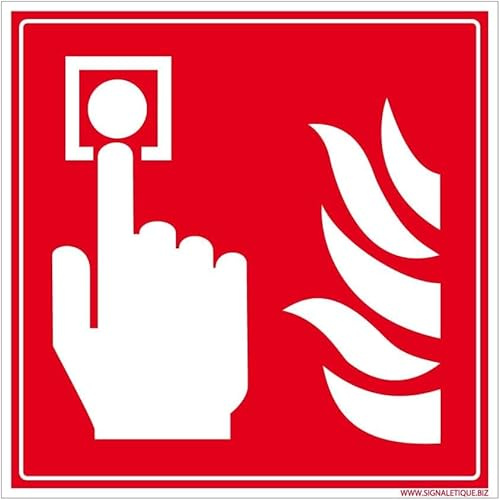 Signalétique.biz France - Panneau indicateur incendie - Alarme extincteur - Plastique rigide 1,5 mm - dimensions : 250 x 250 mm