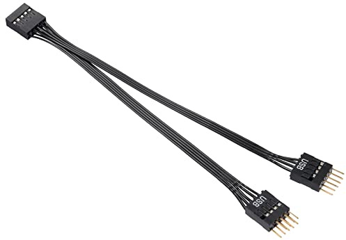 MZHOU Cable adaptador USB 2.0 de 9 pines, interfaz de placa base de 9 pines a cable de extensión USB 2, adecuado para radiador de refrigeración por agua RGB