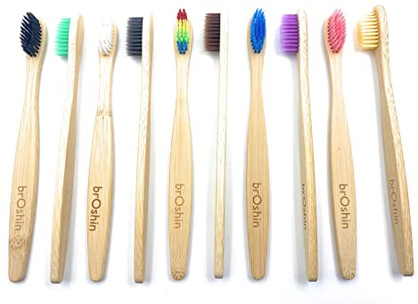 Broshin Spazzolini da Denti Biodegradabili in Bambù senza BPA Ecologici e Riciclabili con Setole Morbide (Confezione da 20, Colori Vari)