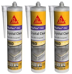 Lot de 3 colles mastic SIKA Sikaflex-142 Crystal clear - Transparent - 290 ml