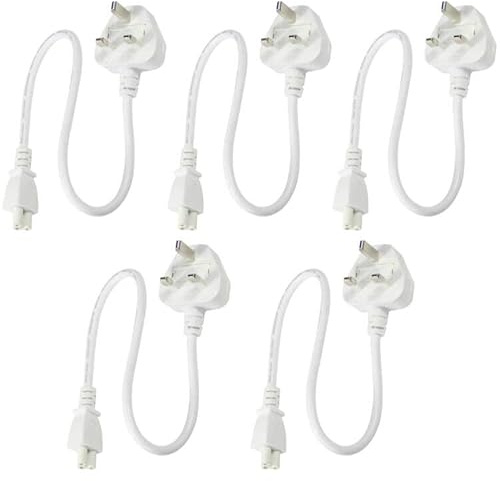 UNCAN 0.5m UK Laptop Power Cable, 5 PACK BS 1363 to C5 Cloverleaf, 5A 250V, Replacement AC wall power Cord, Printer Cable, UK Laptop Charger Cord, Power Brick Cord