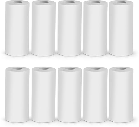 Kissral 10 Rouleaux de Papier Thermique Blanc 55 mm x 25 mm, 3 mètres, Résistant à l'Humidité, Sans BPA, pour Imprimante Thermique Portable et Photo