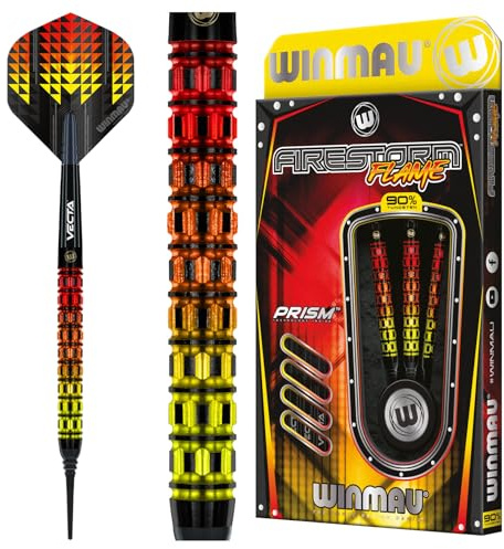 WINMAU Firestorm Flame Professionelles Wolfram-Dart-Set mit Flights und Schäften (Shafts)