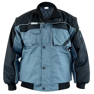 RODOPI Hanseatic Winter Arbeitsjacke für Herren und Damen grau schwarz Gr. S-3XL gefütterte Jacke abnehmbare Ärmel Arbeitsweste mit vielen Taschen