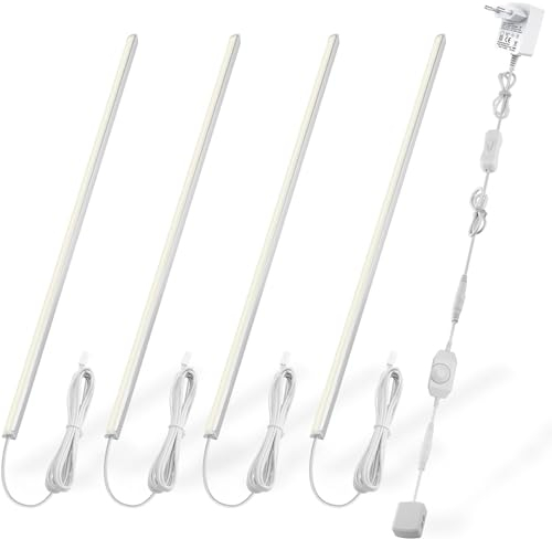 Cefrank V-Form LED-Beleuchtungsset - 4er-Set 30 cm Dimmbare, Nahtlose Unterbauleuchten - Elegante & Effiziente Beleuchtung - 1200lm, 12W (Warmweiß)