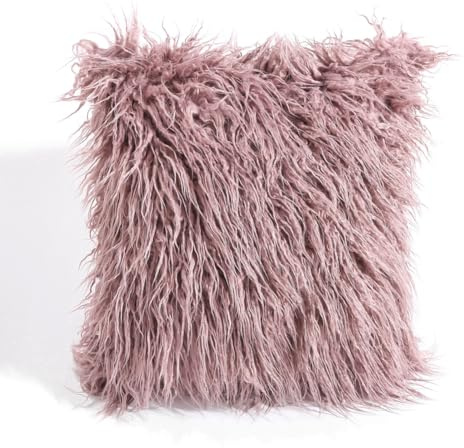 Wisafory 2er Set Kunstfell Kissenbezug Langhaar Plüsch Kopfkissenbezug Einfarbig Deko Kissenhülle Flauschig Kunstpelz Kissenbezüge SofaKissenbezug Zierkissenbezug Heimdeko 45x45cm Lila