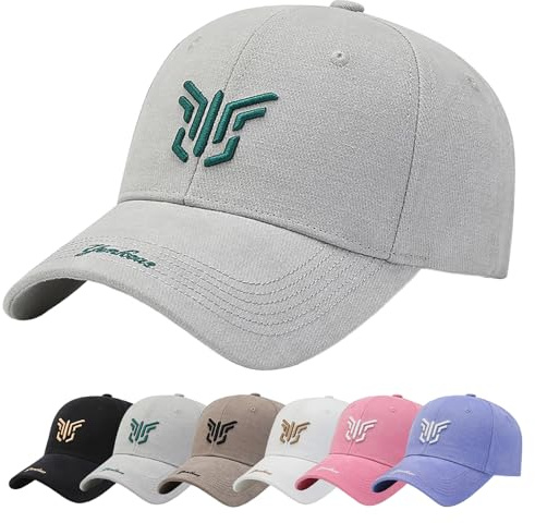 Enwokran Baseballkappe Herren, Unisex Einstellbare Freizeit Mütze Stickerei Trucker Hut Verstellbare Sonnenhut Sport Reisen Draußen Sonnenschutz Hüte Baseball Cap (Grau)