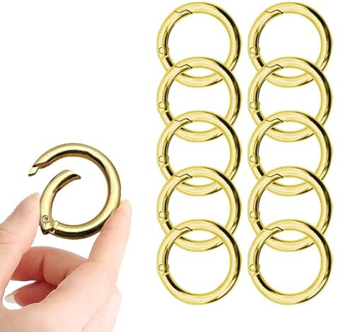 10 Piezas Anillos Tóricos de Resorte, Anillo Tórico de Aleación, Llavero y Mosquetón Redondos de Resorte, para Llaveros y Manualidades