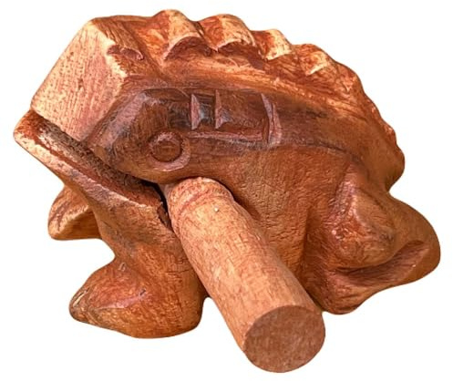 Guiros Percussion-Instrumente Holzfrosch, Holzfrosch, Musikinstrument, Heimdekoration, handgefertigte Dekoration, Holzfrosch, 5,8 - 7,9 cm (braune Farbe)