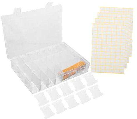 SEWOART Stickgarn-Aufbewahrungsbox-Set mit Fächern und Wickelbrett zur Fadenverwaltung
