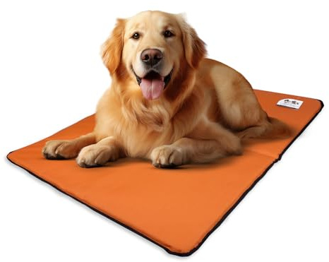 EVE Textile Hundematte | Katzenmatte | Hundekissen | Katzenkissen | Hundebett | Katzenbett | Matte für Hunde und Katzen | Beidseitig Verwendbar | Atmungsaktiv | Kühlend | 70x100x2 cm (Orange)