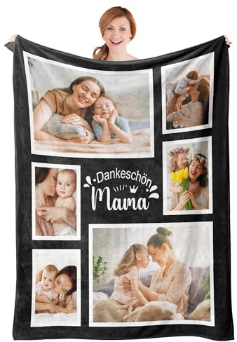 Easycosy asycosy Personalisierte Muttertagsgeschenke für Mama, Personalisiert Decke mit Foto & Text, Fotodecke Kuscheldecke Decke Selbst Gestalten, Geschenke für Mama Oma Papa zum Muttertag Vatertag