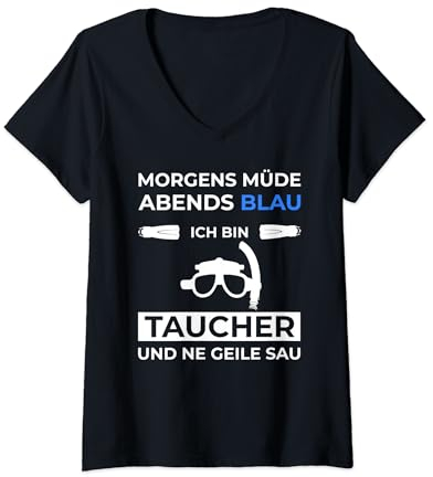 Damen Tauchen Gerätetauchen Tauchanzug Schnorchel Taucher T-Shirt mit V-Ausschnitt
