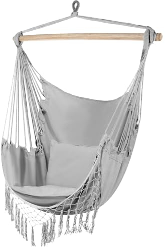 Hängstol hängstol 97 x 130 cm hängmatta inomhus utomhus upp till 120 kg 23670, färg: grå-grå