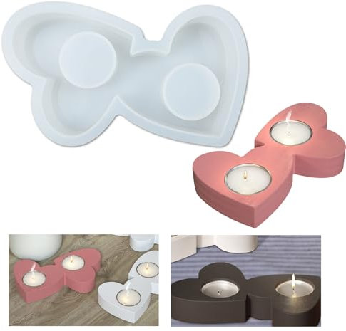 duisoad Moules en Silicone en Forme de Cœur Bougeoirs en Silicone en Forme de Cœur Moule Silicones Coeur pour Bougies DIY, L'artisanat, Décoration de Maison