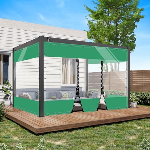 HQQMNY Telone trasparente con occhielli, impermeabile, 0,5 mm, con occhielli, in PVC, 560 g/m², resistente alle intemperie, impermeabile, per gazebo