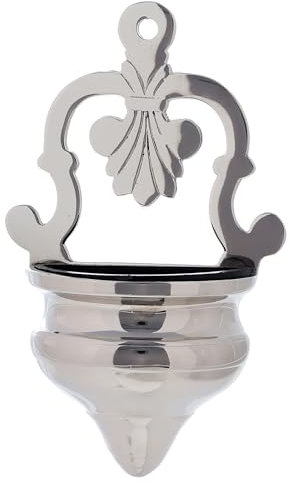 Holyart Acquasantiera Ottone nichelato ornata 17 cm