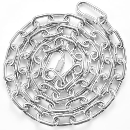 VEVOR Proof Coil Chain, 5/16 x 6', 1980 lbs Safe Working Load, Zinc Plated Proof Tested Coil Chain with Two Quick Links, Galvanized Carbon Steel Link Chain for Towing, Hanging, Camping, Pet Towing