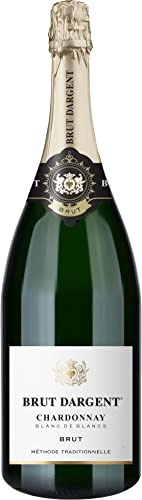 Brut Dargent - Chardonnay Sekt Brut Magnum, Qualitativ hochwertiger Chardonnay trocken Sekt aus Frankreich, Methode Traditionnelle (1 x 1.5 l) (Packung mit 6)
