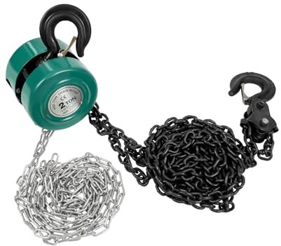 Palan à chaîne manuel de 2 tonnes - Longueur de la chaîne : 3 m - Hauteur de levage - Avec crochet rotatif à 360° - Pour usines, fermes, garages, poulies