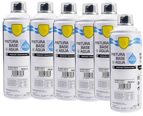 various - Pintura Spray Base Agua 400ml,Ecológica y Sin Olor,Para Muebles,Metal,Plástico y Madera,Colores Duraderos,Cobertura Uniforme - Blanco Mate,6 unidad