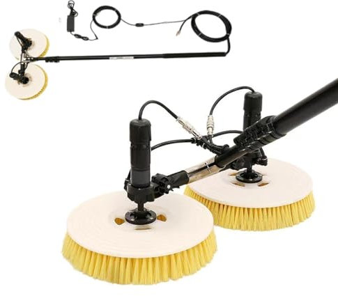 twostronking Doppelkopf-Solar-Reinigungsbürste, 65 cm Reinigungsbereich, Mit 750 cm Teleskopstange, Einstellbare Länge, Anwendbar Für Kraftwerke, Solarkraftwerke Usw.,5.5m