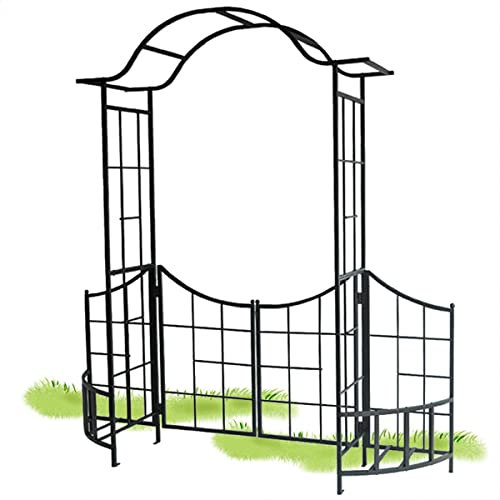 Arche de jardin en métal robuste avec portail pour plantes grimpantes de 208 cm × 225 cm × 46 cm, couleur noire, support en treillis métallique robuste