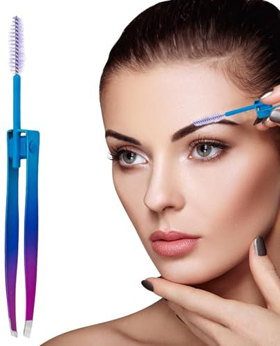 Pince à épiler à sourcils | Pince à épiler 2 en 1 en acier inoxydable pour sourcils avec brosse | Pinceau double paupière, applicateur de faux cils, épilation incarnée pour sac à main