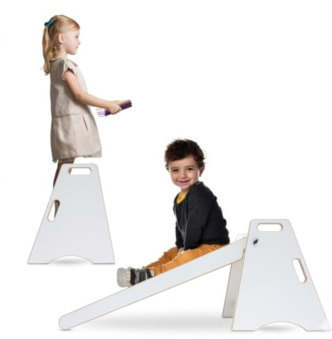 MAMOI Kinder Indoor Rutsche – 2-in-1 Holzrutsche & Tritthocker | Montessori Kinderrutsche & Küchenhelfer
