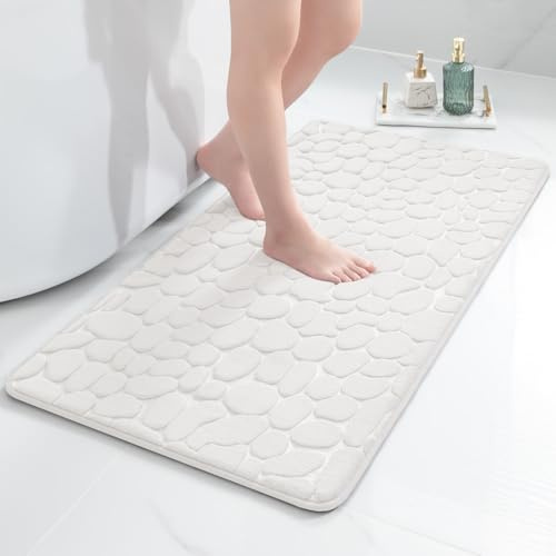 chakme Badmatta minnesskum badmatta minnesskum duschmatta absorberande badrumsmatta duschmatta dekoration golvmatta halkfri matta för badrum vardagsrum 60 x 120 cm, vit