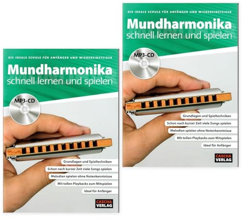 Einsteigerset: 2x Mundharmonika - schnell lernen und spielen (Doppelpack) (HH 1044, 9783866264397) + Soundman-Notenheft + 2 Notenbleistifte