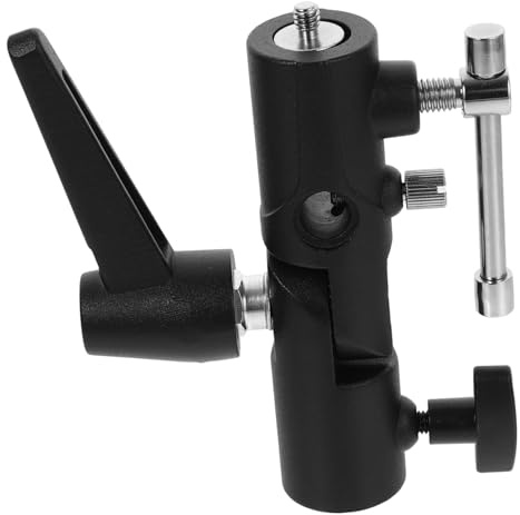 ANDRESLAD H-Shaped Metal Flash Light Stand Adapter with Dual Mount for Off-Camera Tripod and Photography Umbrella Holder Aluminum Alloy Bracket for Versatile Studio Lighting Accessories