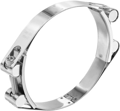 sourcing map T-Bolt Hose Clamp 130-140mm (5.1-5.5) 304 Stainless Steel Double Head Adjustable Intake Radiator Tube Clamps for Automotive Plumbing Industrial Intercooler Pipe