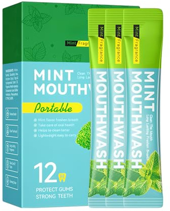 Hinapan Enjuague Bucal en Miniatura para Viaje 20 Unidades, Portátil para un Aliento Fresco en Cualquier Lugar, Solución de Higiene Oral Práctica, Ideal para el Bolso, el Trabajo(Menta)