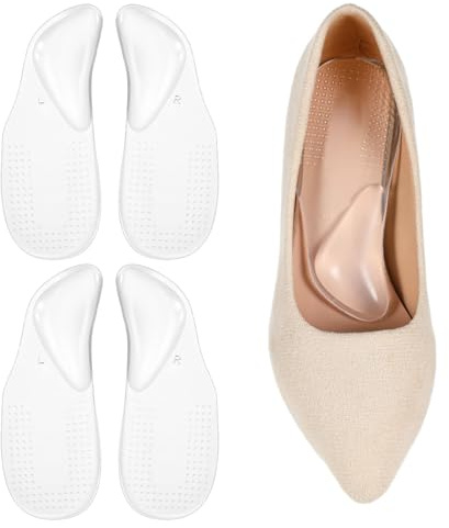 ZAKTUS 2 Pares de Plantillas Ortopédicas Autoadhesivas, Soporte de Arco de Gel de Silicona, Almohadillas para Alivio de Presión y Dolor en los Pies, Cojines de Talón (Transparente)