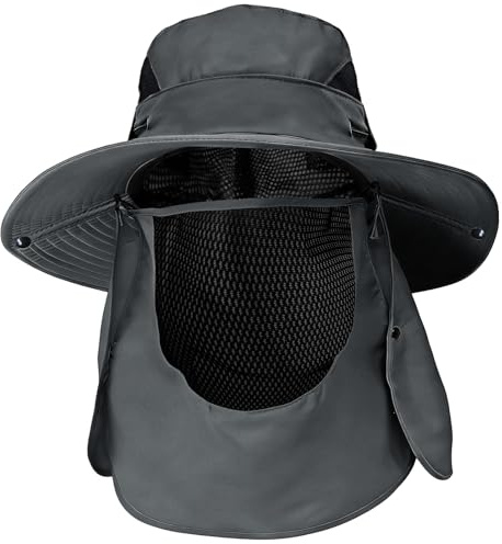 Rayson Sombrero de Pescador Hombre Mujere con Protección Transpirable Unisex Sombrero de Sol de ala Ancha Gorros de Pescador con Cubierta de Cuello Desmontable
