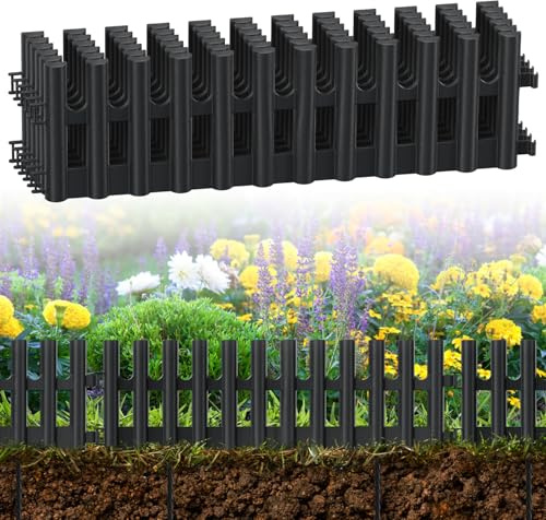 Peviasot gräskant av plast, antracit 12 stycken (43 x 13 cm) 24 markankare (20 cm) flexibel rabattinfattning, enkel installation, för trädgård och gräsmatta för gräsklippare, barn och djur