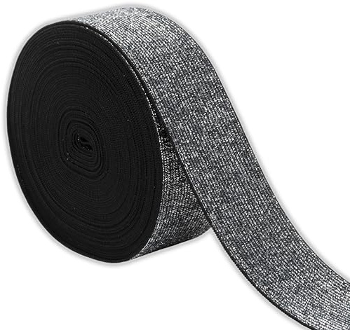 IPEA Elastico per Cucito LUREX - Corda Elastica da Cucire - 10 METRI - Made in Italy - Nastro Elastico da Cucito 40 mm Brillante per Accessori, Vestiti, Gonne, Borse, Cinture - Fettuccia - Argento