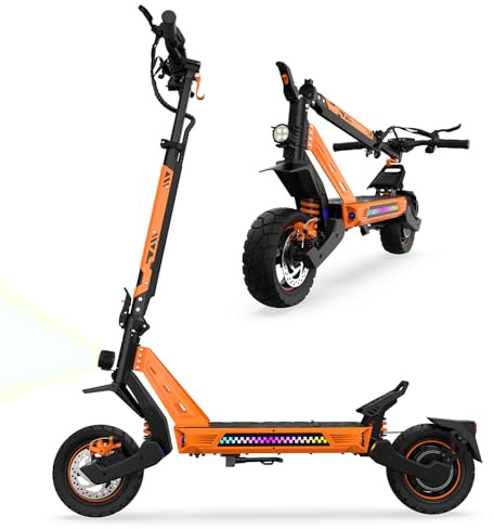 E-Scooter Dual Motor Ohne Straßenzulassung, 60V 23.4Ah 85KM Reichweite, Vorne & Hintere Hydraulische Dämpfung, IP65 Wasserdicht, App-Sicherheitslock, Faltbar für Erwachsene (UL2272/CE-zertifiziert)
