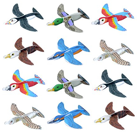 PartyPackTM Partypaket 12 x Styropor-Fliegen / Vogelgleiter / Kindergeburtstagsspiele / für Jungen und Mädchen / Mitgebsel / Geschenk / Styropor-Flieger / Segelflugzeug-Vögel / Outdoor-Spielpaket