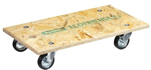 WAGNER Transportroller Transporthilfe 1140 I Möbelroller aus OSB I 57,5 x 30 x 12 cm, Tragkraft 250 kg I Rollbrett I Umzugsroller Vollgummirollen I Lastenroller Aufhängeloch I FSC® I Made in DE