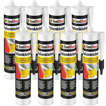 Isolbau Profi Folienkleber - 8 x 450 g Bauelastischer 1K Klebe-Dichtstoff zur Verklebung von Kunststofffolie, Dampfbremsen & Dampfsperren