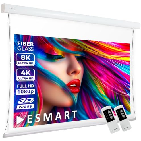 ESMART Expert XTS Écran de Tension de Projection Moteur Acoustique 244 x 137 cm (110) 16:9 | Télécommande programmable | Cinéma Maison écran de Projection électrique Écran de Tension Moteur LCD LED