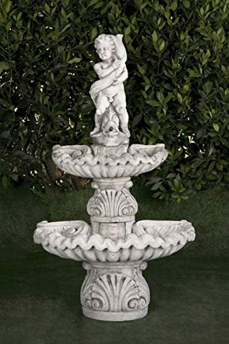 Fontaine murale en béton classique Segura 73 x 50 x 130 cm. - Fontaine de jardin décorative romaine style jardin anglais. Pompe à eau incluse. Fabriquée en Espagne.