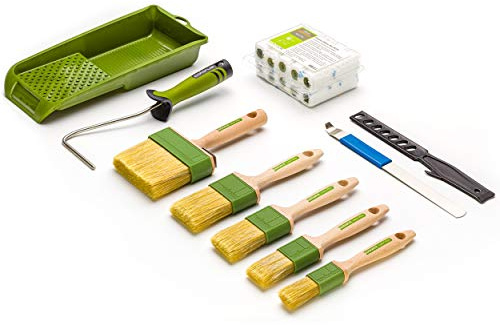 Colorus Premium Lasur Maler Set Lasur 19 TLG. | Lasur Set Mikrofaser Malerwalze | Lasurwalze Lasurpinsel Set | Für Holzlasur, Holzöl, Holzfarbe | Farbroller Bügel Farbwanne Flächenstreicher