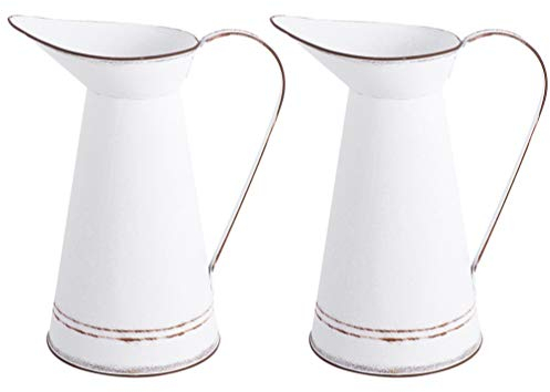 Cabilock 2 Stücke Shabby Blumenvase Vintage Gießkanne Rustikaler Blumentopf Landhaus Vase Metall Eisen Eimer Retro Übertopf Blumeneimer für Balkon Büro Schreibtisch Deko Wohnzimmer Tischdeko